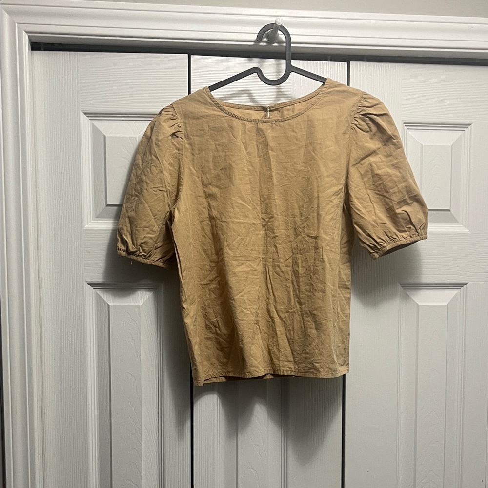 Women's Tan Puff Sleeve Top